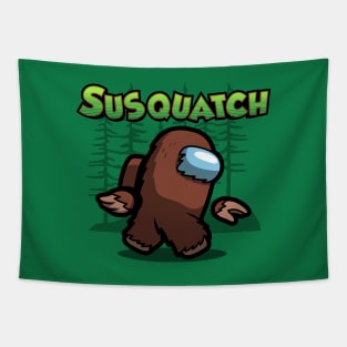 Funny Bigfoot Sasquatch Cartoon For Gamers And Bigfoot Believers Tapestry