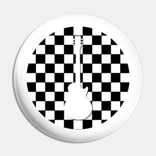 White Checkerboard Guitar Pin