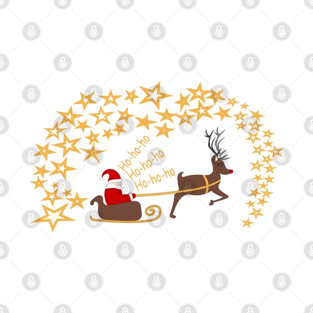Santa Claus and Rudolph reindeer with stars by Cute-Design