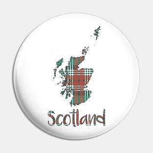 Scotland Christmas Tartan Map Typography Design Pin