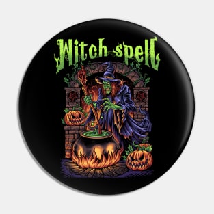 Halloween Scary Witch Pin