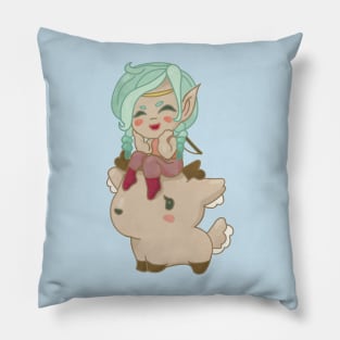 Forest Elf and Deer Familiar Pillow