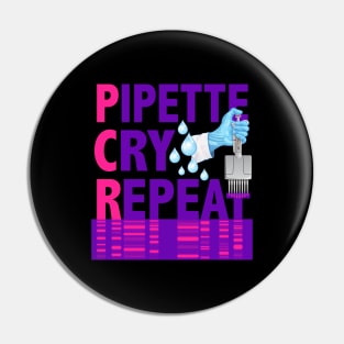 PCR Pipette Cry Repeat Funny Design for DNA Biotechnology Lab Scientists Pin