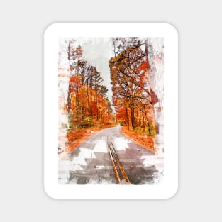 Scenic Autumn Drive Marker Sketch Magnet