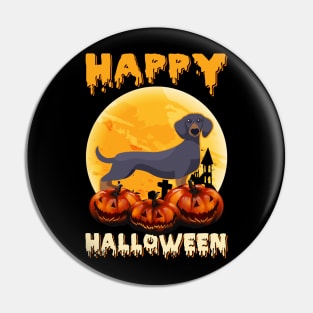 Dachshund Dog Scary Moon Halloween Costume Pin