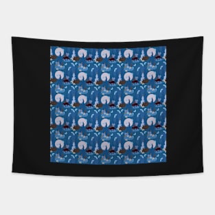 Moomlit garden in blue Tapestry