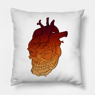 Neo Traditional Heart Skull Pillow