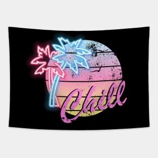 Chill Summer Palms Black Tapestry