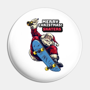 Merry Christmas Skaters Santa Claus Pin