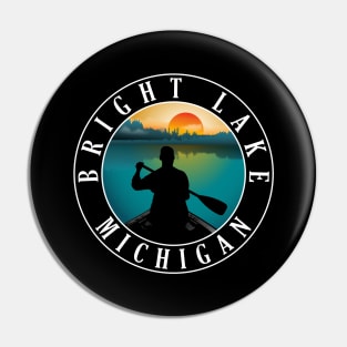 Bright Lake Canoeing Michigan Sunset Pin