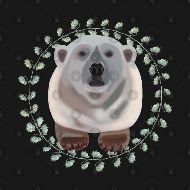 Polar Bear on Aquilegia pattern by KateVanFloof