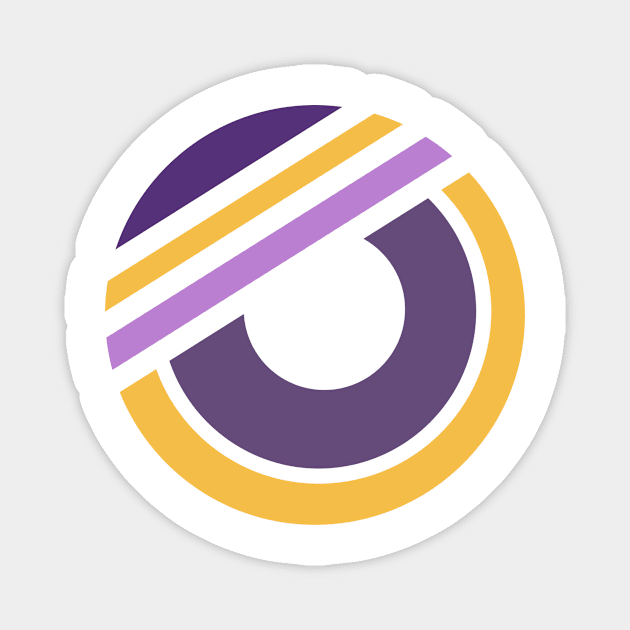 Geometric purple yellow circle skater Magnet by carolsalazar