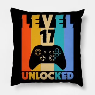 Level 17 Unlocked Funny Video Gamer Birthday Novelty T-Shirt Pillow