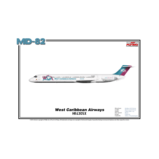 McDonnell Douglas MD-82 - West Caribbean Airways (Art Print) by TheArtofFlying