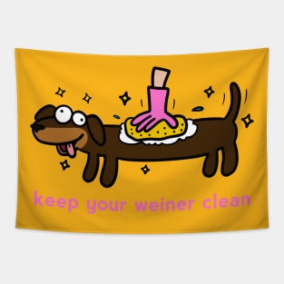 Keep your Weiner clean Tapestry