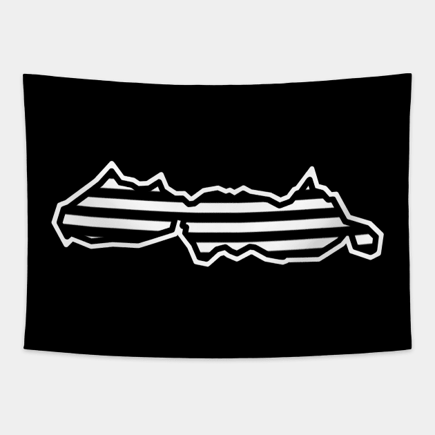 Malcolm Island Silhouette in Black and White Stripes - Simple Line Pattern - Malcolm Island Tapestry by Bleeding Red Paint