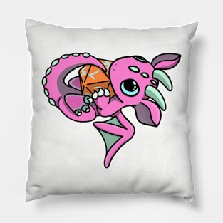 Cute Pink and Orange Dice Goblin Dragon Baby Pillow