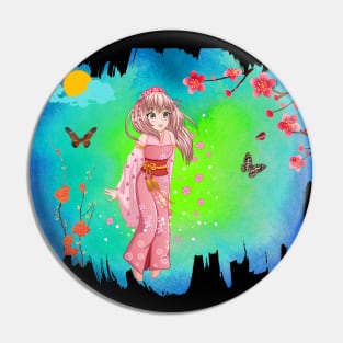 Flower Girl with Butterflies Pin