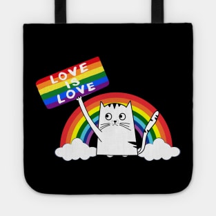 LGBT Cat Love Is Love Purride Gay Pride Cat Tote