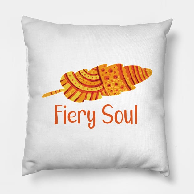 Fiery Soul - Feather Charms abstract illustration GC-107-01 Pillow by GraphicCharms