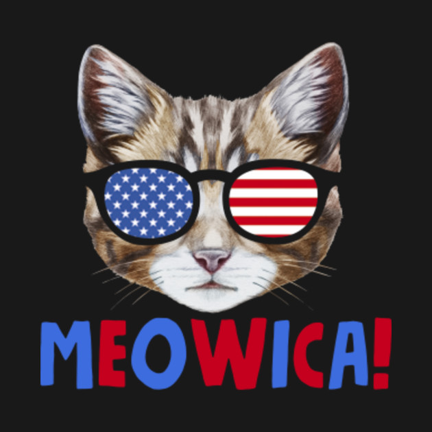 4th Of July Meowica Cat American Flag Glasses Funny Funny Hlatee T Shirt Teepublic