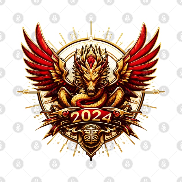 Wooden Gold Red Dragon 2024 No.4 by Fortuna Design