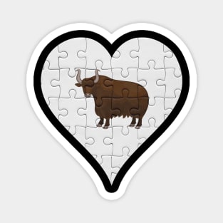 Jigsaw  Yak Heart Design - Wild Animal Yak Magnet