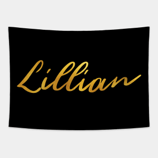 Lillian Name Hand Lettering in Faux Gold Letters Tapestry