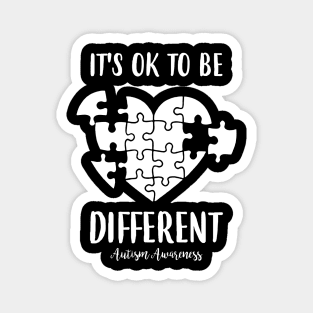 It_s Ok To Be Different Autism Awareness Heart Puzzle Piece Magnet