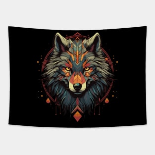 Boho Wolf Portrait Tapestry