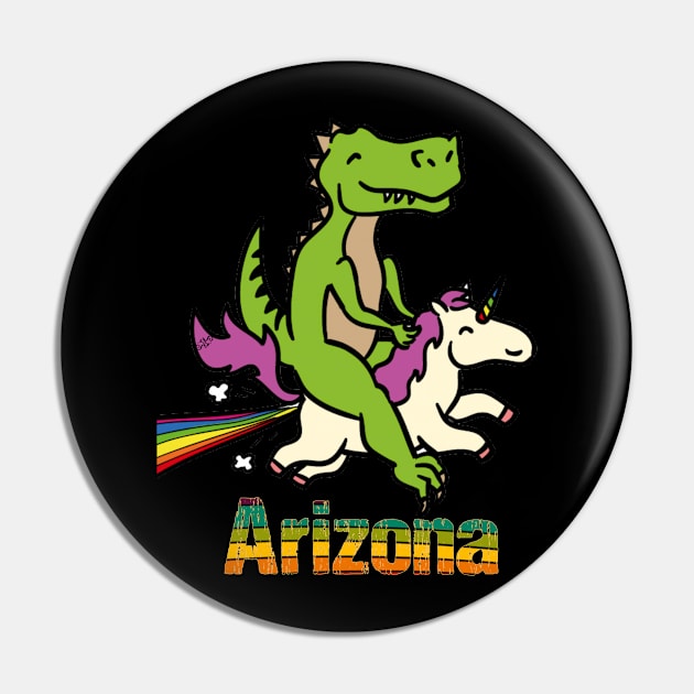 Arizona TShirt Gift Dinosaur riding Unicorn T Rex Kids Boy Girl Teen Baby Cute Funny Rainbow Cool Pin by Argosy