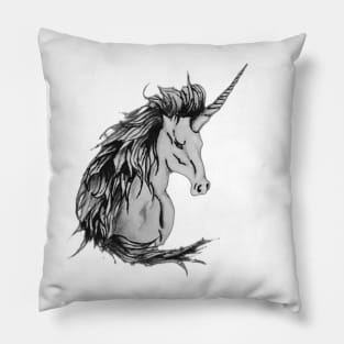 horned horse art Pillow