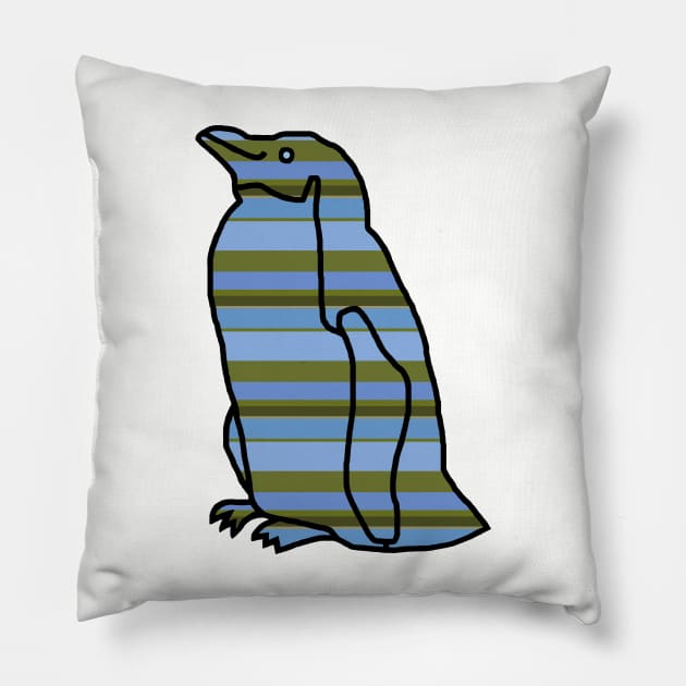 Palm Trees and Sky Stripes Penguin Pillow by ellenhenryart