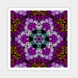 Dot Mandala Flower Blue Pink and Yellow Magnet