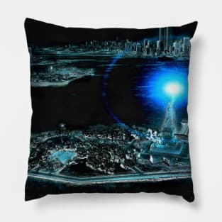 Lady Liberty Lights Up the Skyline Pillow