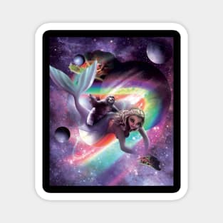 Space Sloth Riding Mermaid - Tacos And Rainbow Magnet