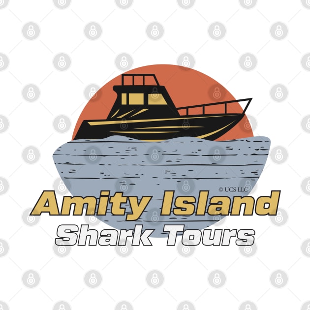 JAWS Movie Amity Island Shark Tours Vintage Style Design by Naumovski