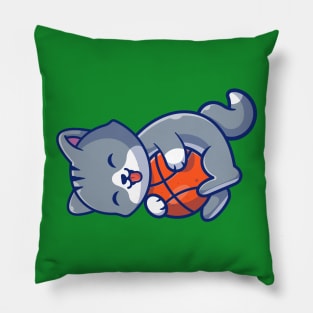 Cute Cat Playing Ball Cartoon (3) Pillow