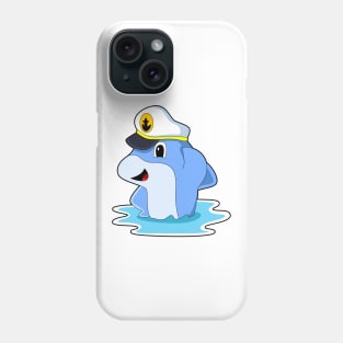 Dolphin as Captain with Hat Phone Case