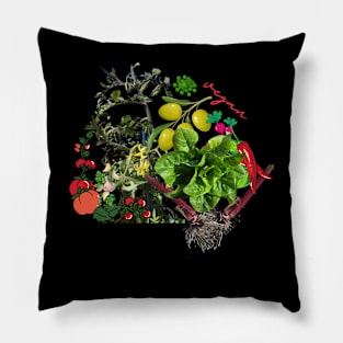 vegan lifestyle - live sustainably with vegetables and salad Pillow