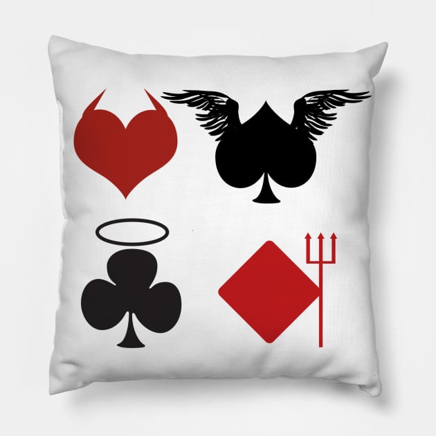Playing cards spades, hearts, diamonds and clubs Pillow by PharaohCloset