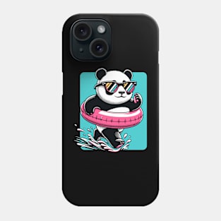 Pool Party Panda in Sunglasses on a Pink Float Funny Pool Panda Phone Case