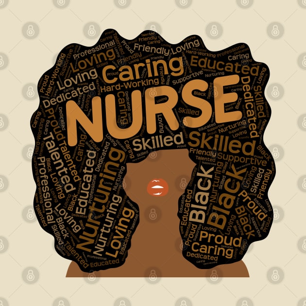 Black Nurse Words in Afro by blackartmattersshop