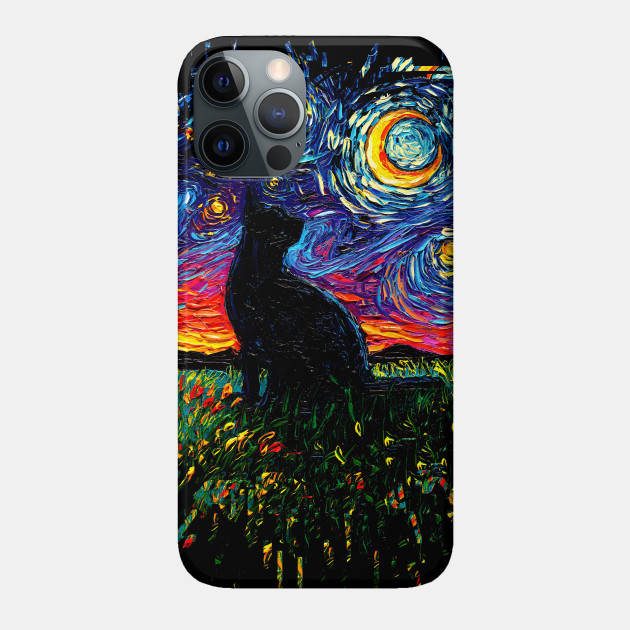 Black Cat Night (Splash Version) - Black Cat - Phone Case