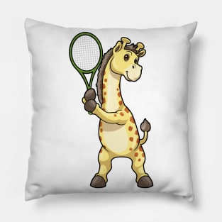 Giraffe at Tennis with Tennis racket Pillow