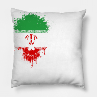 Chaotic Iranian Flag Splatter Skull Pillow