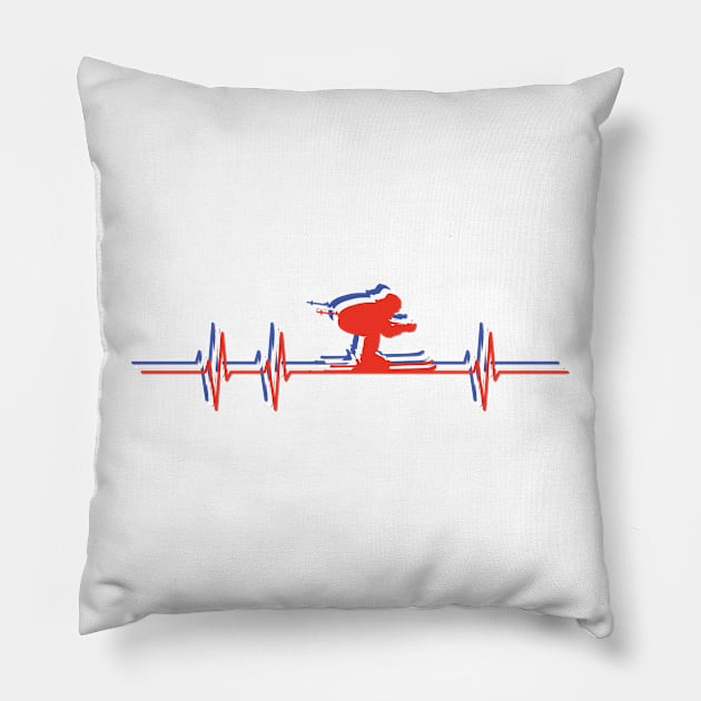 Heartbeat Skier Pillow by DPattonPD