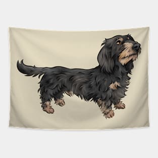 Wirehaired Dachshund | Black and Tan | Cute Dog Art Tapestry