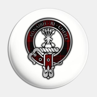 Clan Cameron Red & Black Tartan Crest Pin