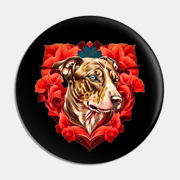 Light Brown Pit Bull Terrier Art Nouveau Portrait Pin by BubbleMench